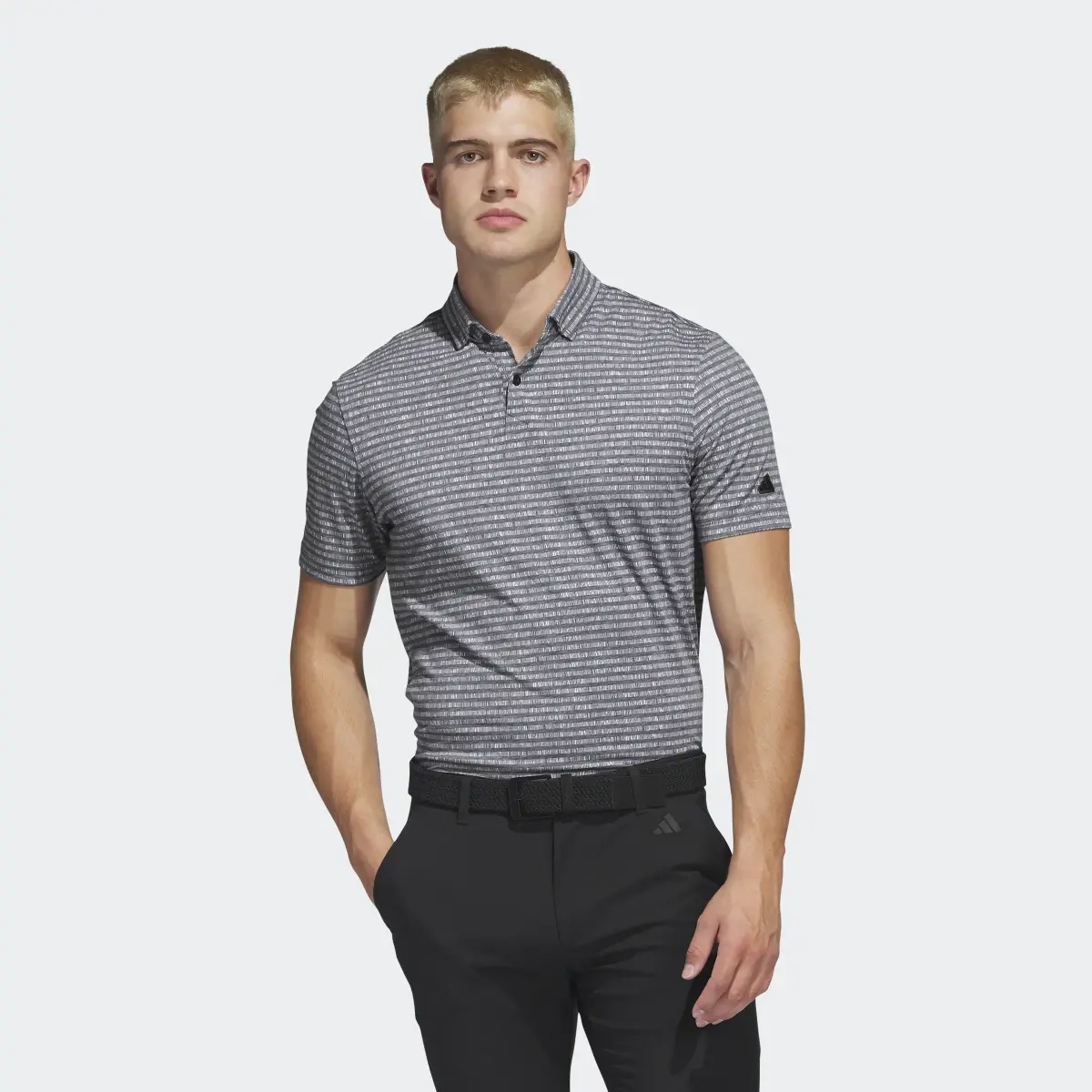 Adidas Go-To Striped Golf Polo Shirt. 2