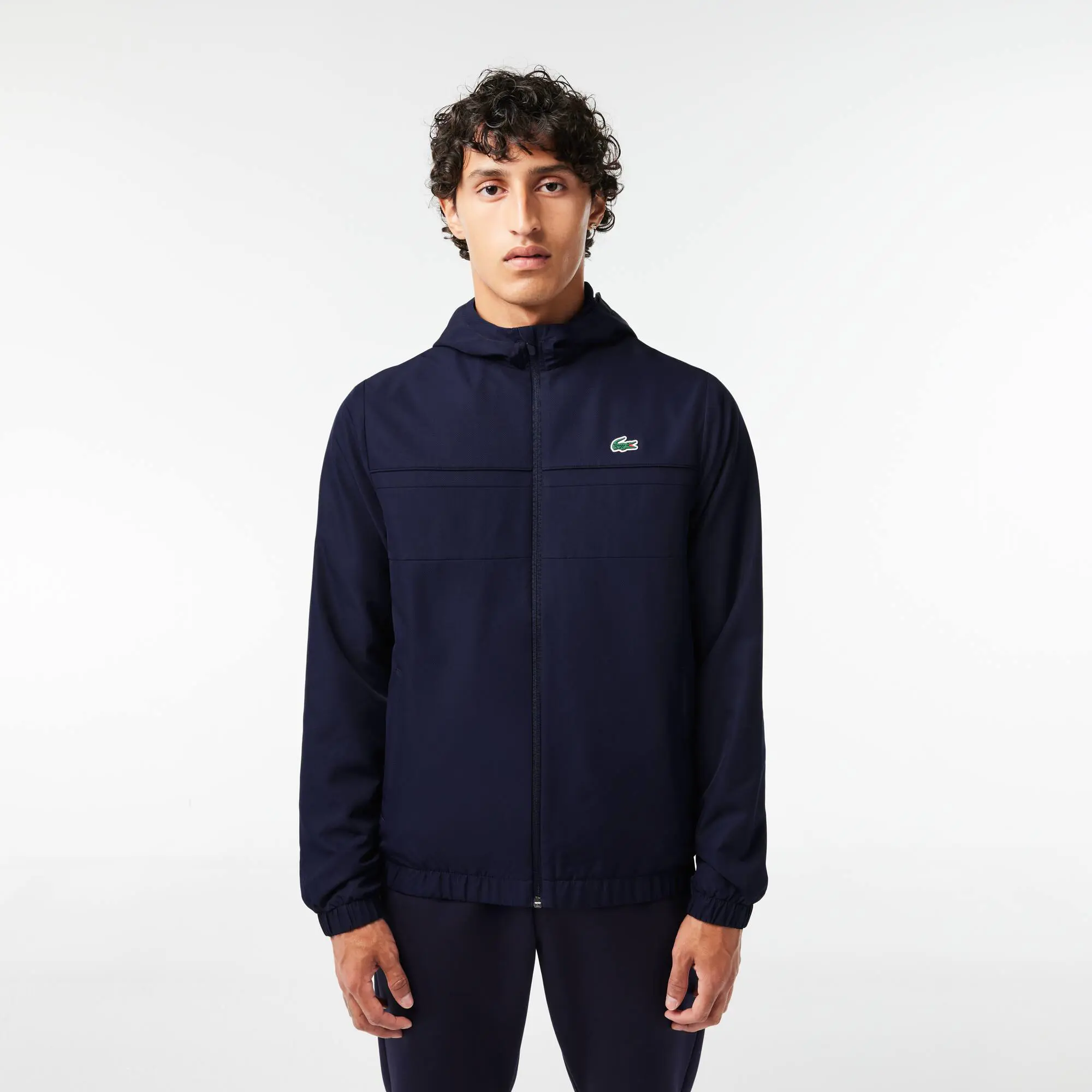 Lacoste Recycled Fiber Zipped Hooded Sport Jacket. 1