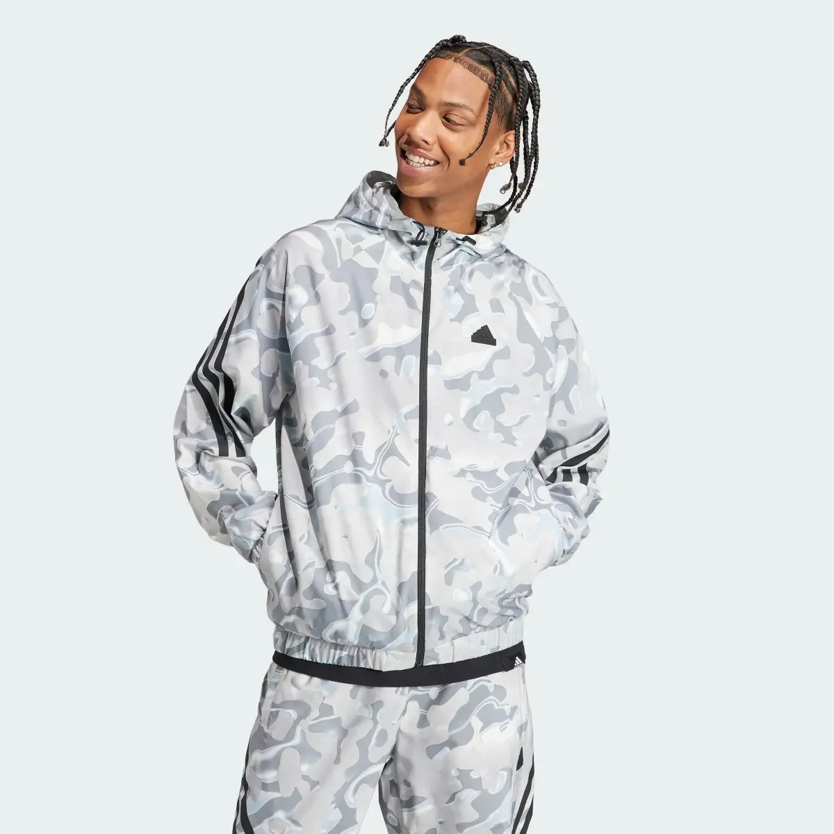 Adidas Future Icons Allover Print Full-Zip Hoodie. 2