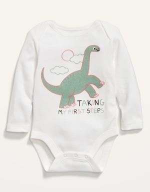 Unisex Long-Sleeve Graphic Bodysuit for Baby white