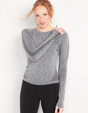 Seamless Long-Sleeve T-Shirt for Women gray