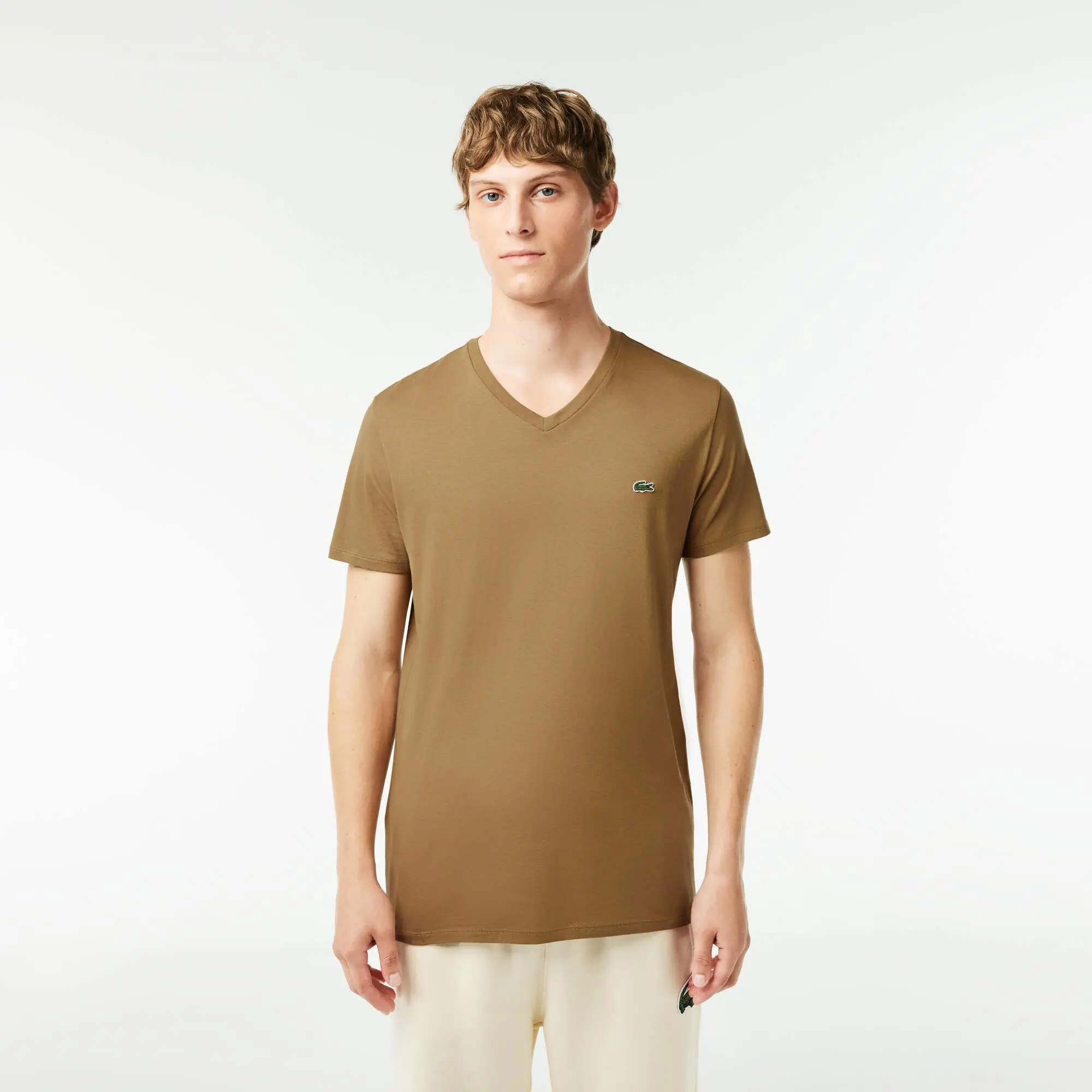 Lacoste T-shirt col V en jersey de coton pima uni. 1