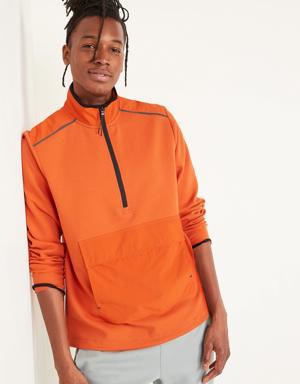 Dynamic Fleece Hybrid Half-Zip Mock-Neck Sweatshirt for Men orange