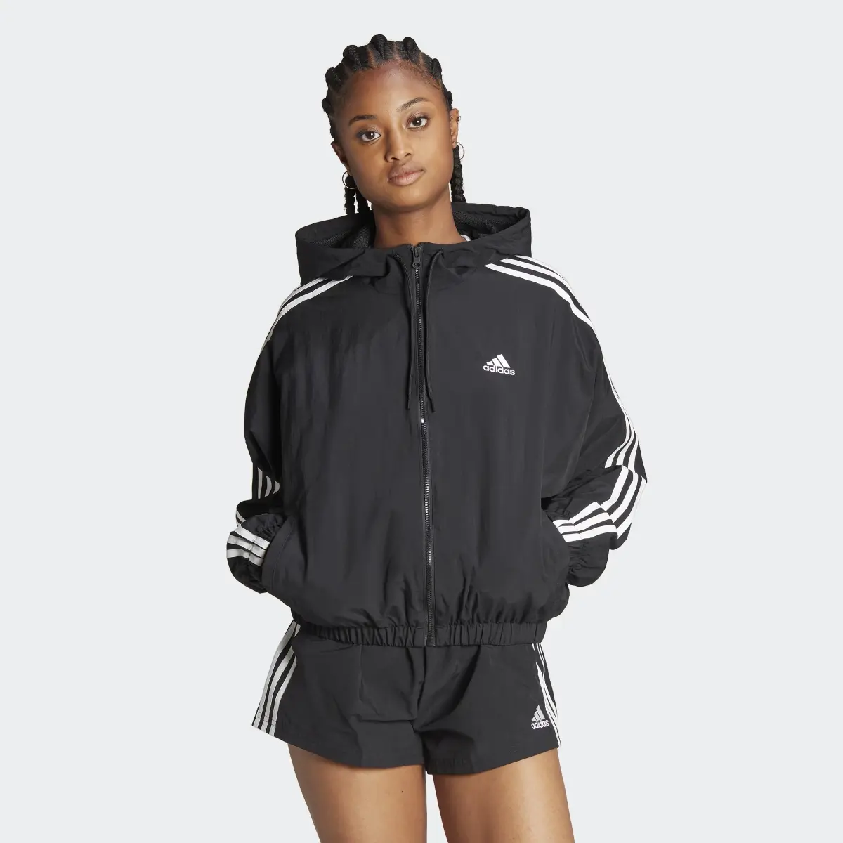 Adidas Essentials 3-Stripes Woven Windbreaker. 2