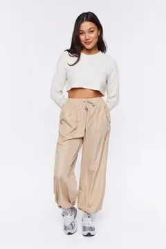 Forever 21 Forever 21 Baggy Windbreaker Parachute Pants Taupe. 2