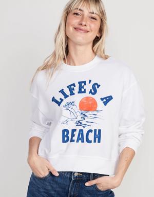Cropped Vintage French-Terry Sweatshirt for Women white