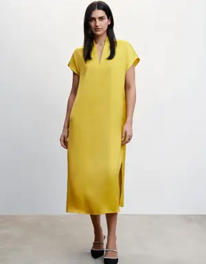 Mango Side-slit satin dress