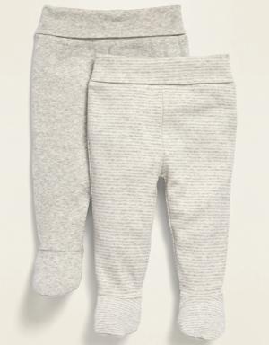 Unisex 2-Pack Fold-Over-Waist Footed Pants for Baby gray
