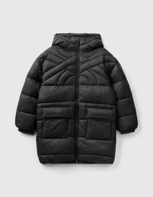 long padded jacket with recycled wadding