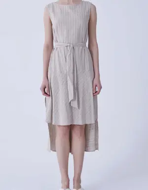 Tailed Viscose Dress - 4 / BEIGE