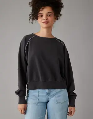 Long-Sleeve Cropped Twist-Back Sweatshirt