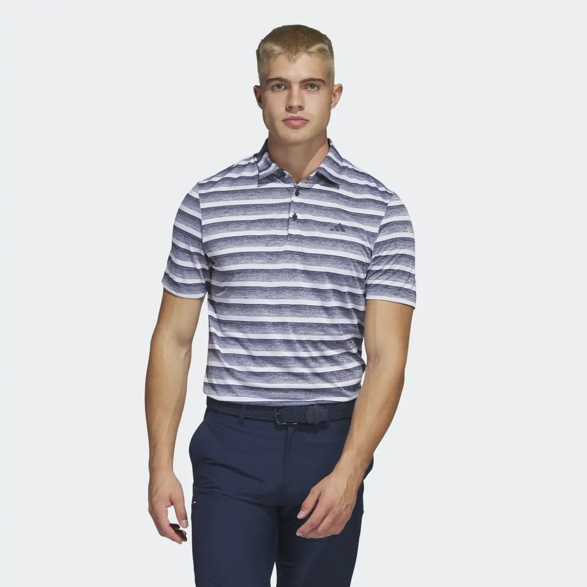 Adidas Two-Color Striped Golf Polo Shirt. 2