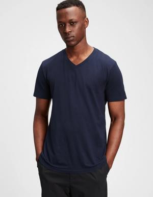 Jersey V-Neck T-Shirt blue