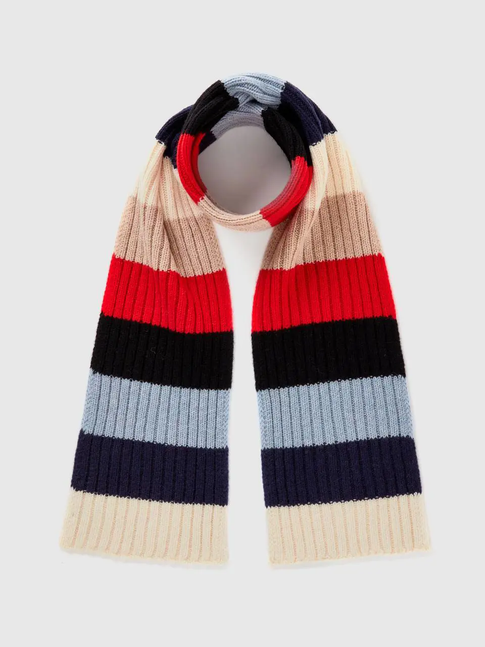 Benetton striped scarf in pure shetland wool. 1