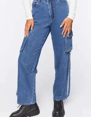 Forever 21 Utility Cargo Jeans Dark Denim