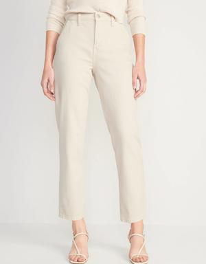 Extra High-Waisted Sky-Hi Straight Workwear Jeans for Women beige