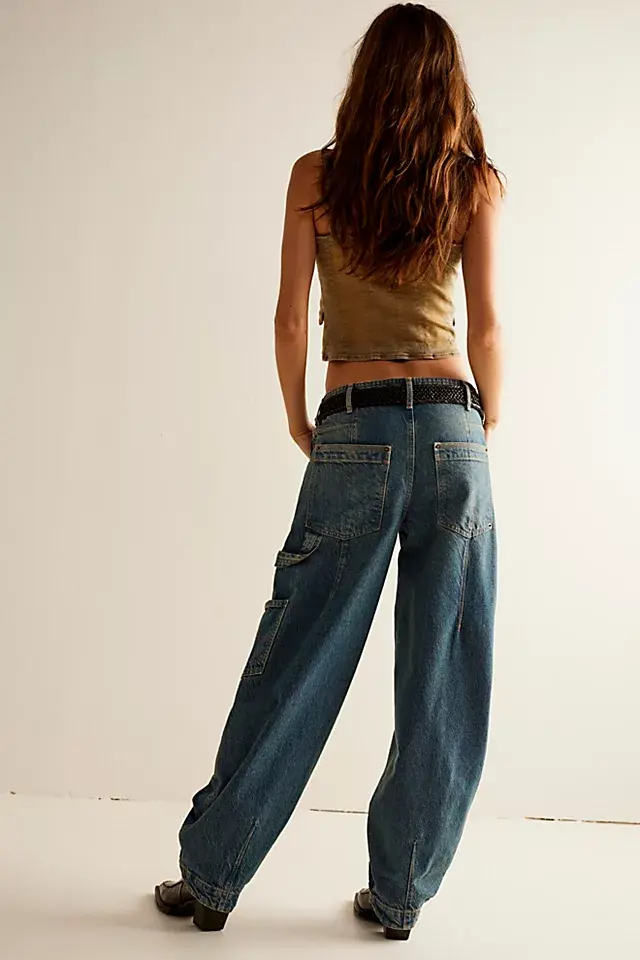 Free People Loren Carpenter Barrel Jeans. 3