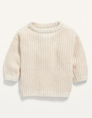 Unisex Shaker-Stitch Pullover Sweater for Baby beige