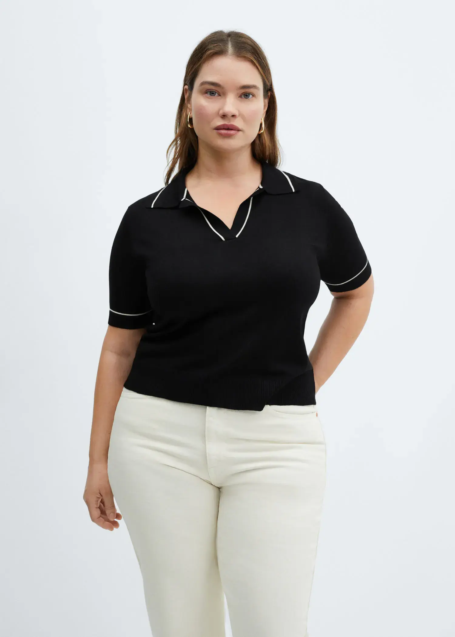 Mango Pull-over maille col polo. 1
