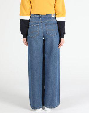 Vıta Orta Bel Wide Leg Regular Fit Mavi Kadın Jean Pantolon