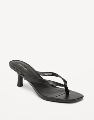 Faux-Leather Kitten-Heel Thong Mule Sandals for Women gray