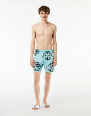 Men's Globe Print Swimsuit