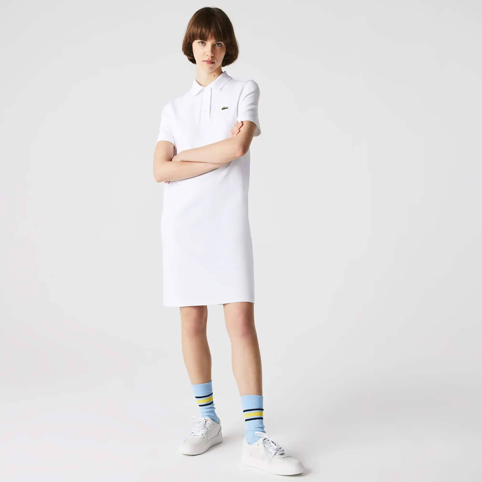 Lacoste Women’s Trumpet Sleeve Piqué Polo Dress. 1