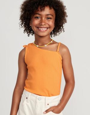 Rib-Knit One-Shoulder Tank Top for Girls orange