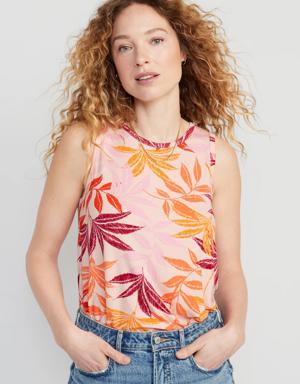 Old Navy Sleeveless Luxe Floral-Print T-Shirt for Women multi