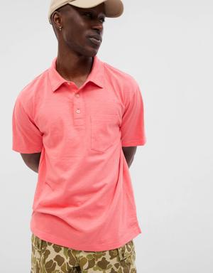 Gap Slub Pocket Polo Shirt pink