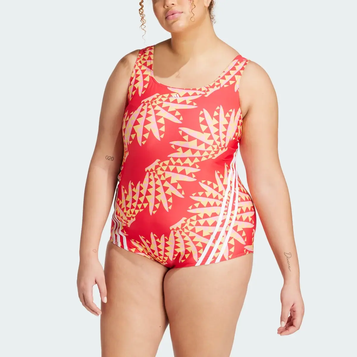 Adidas FARM Rio 3-Stripes CLX Swimsuit (Plus Size). 1