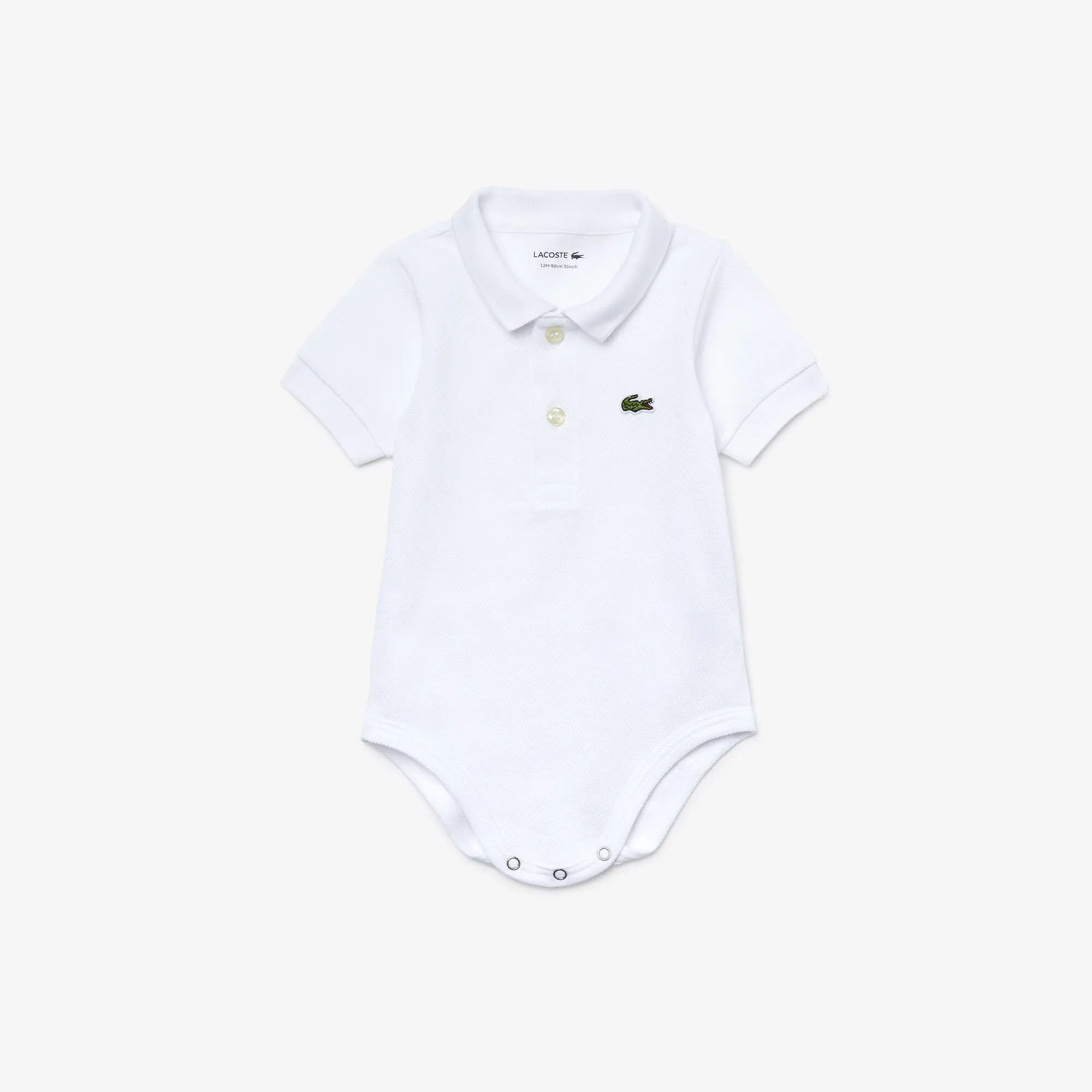 Lacoste Body da neonato in piqué di cotone biologico con confezione in cartone riciclato. 1