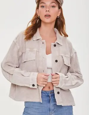 Forever 21 Reverse Fleece Drop Sleeve Jacket Taupe