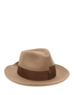 Bej Bant Detaylı Erkek Yün Şapka