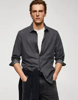 Chemise slim-fit chambray coton