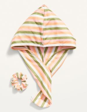 Microfiber Terry Towel Head Wrap & Scrunchie Set for Adults multi