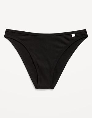High-Waisted French-Cut Rib-Knit Bikini Underwear for Women black