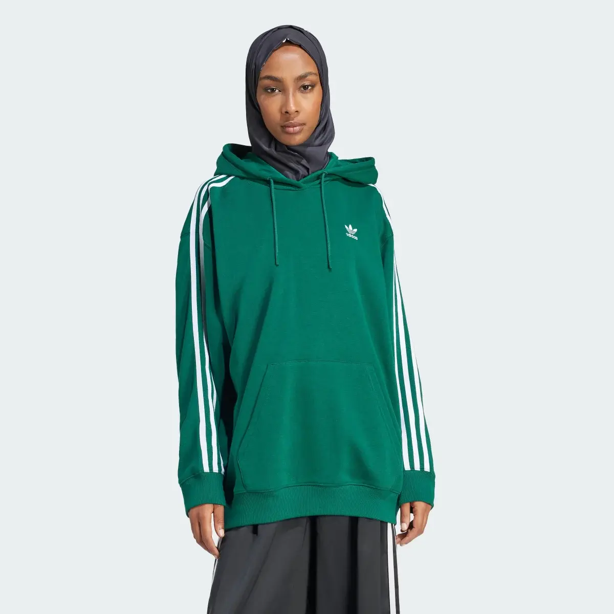Adidas Sweat-shirt à capuche oversize Adicolor 3 bandes. 2