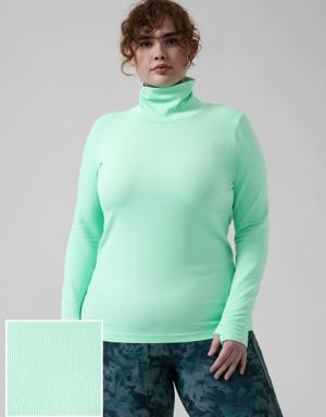 Athleta Flurry Blizzard Seamless Turtleneck green