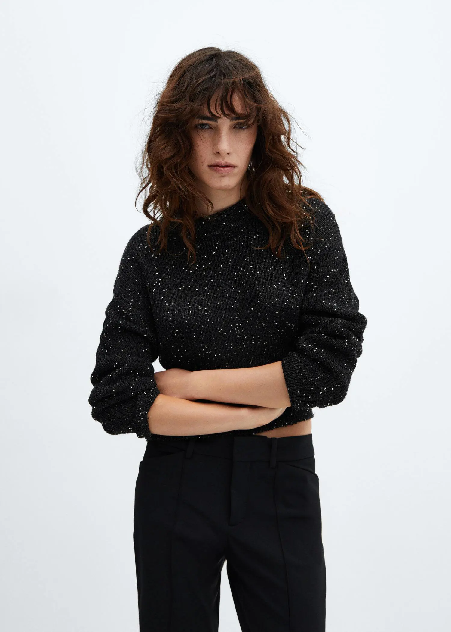 Mango Pull-over maille sequins. 1