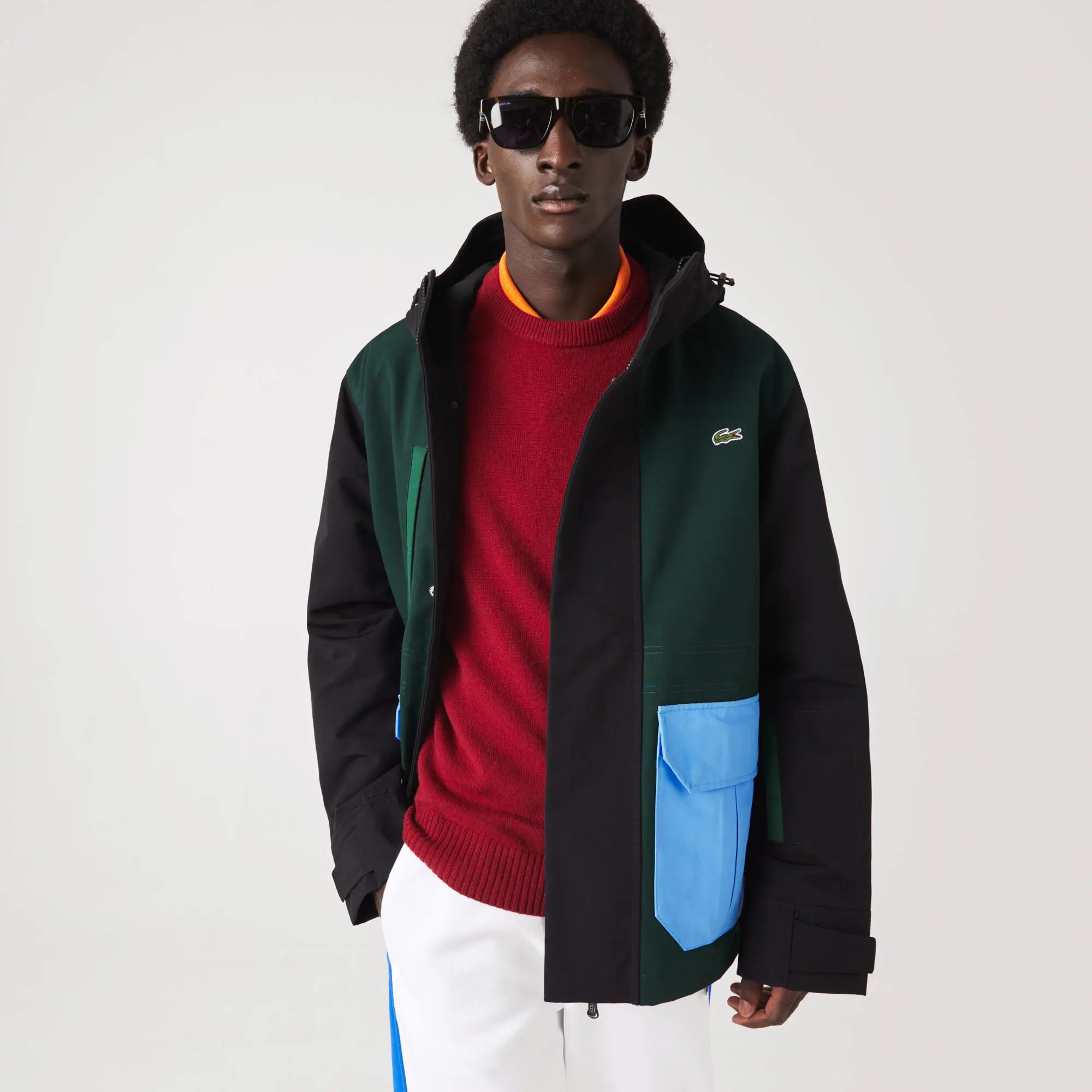 Lacoste Blouson homme déperlant color-block Lacoste en twill. 1