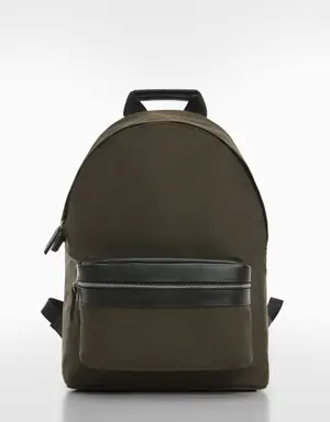 Backpack with leather-effect details