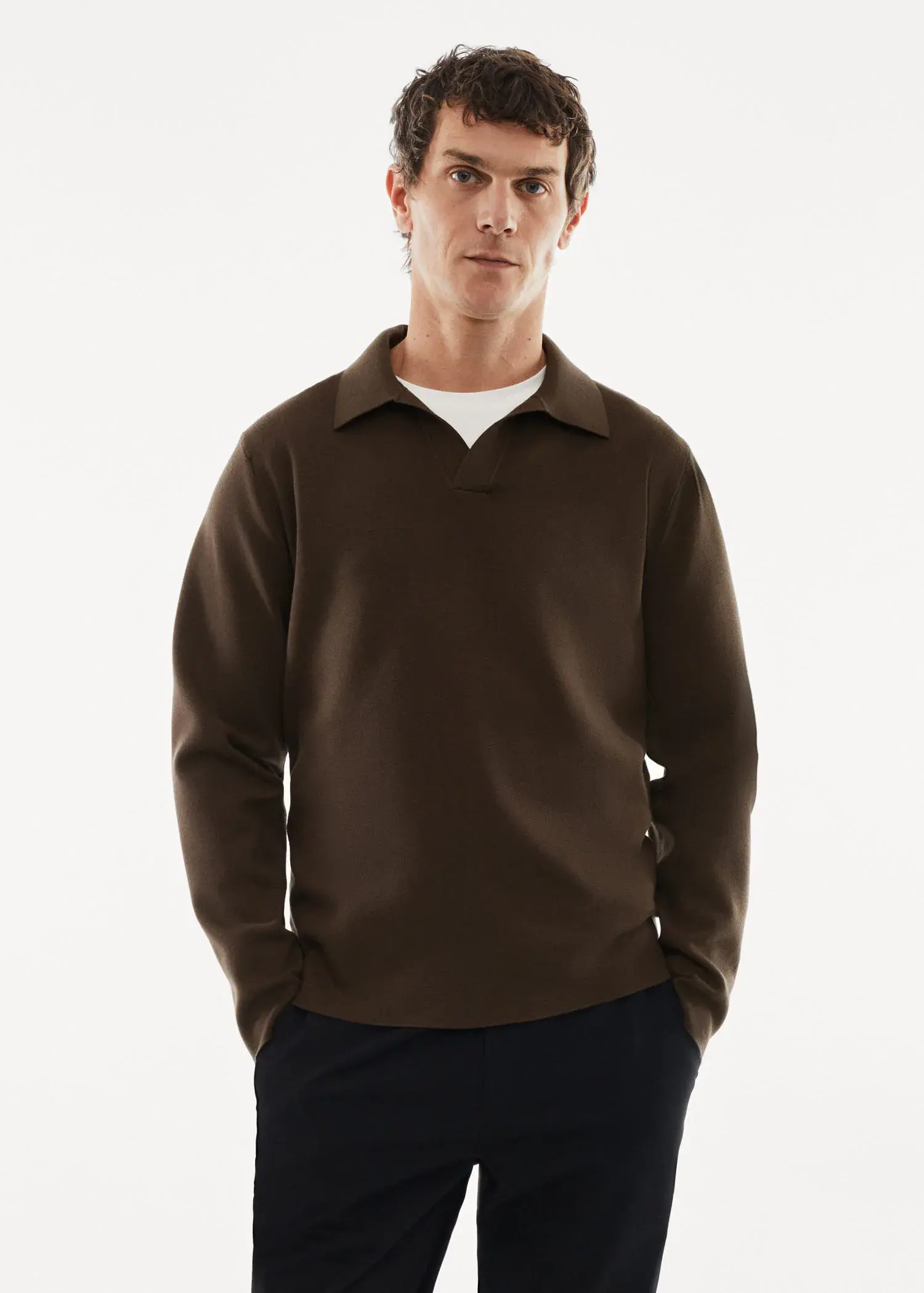 Mango Breathable fine-knit polo shirt. 1