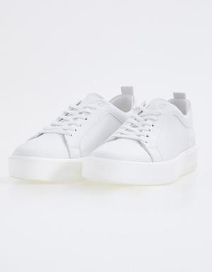 Beyaz Bağcıklı Yüksek Taban Erkek Spor Ayakkabı - 89101