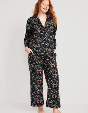 Oversized Printed Poplin Pajama Set for Women multi