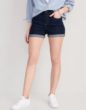Mid-Rise Wow Jean Shorts for Women -- 3-inch inseam blue