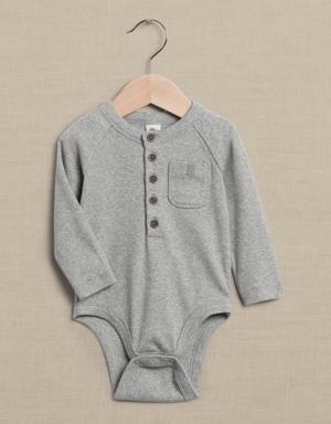 Essential SUPIMA® Henley Bodysuit for Baby gray