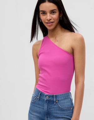 Gap Rib One-Shoulder Tank Top pink