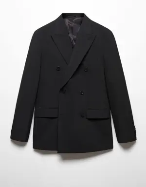 Mango Slim fit double-breasted suit blazer