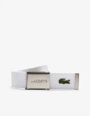 Cintura in tessuto intrecciato con fibbia e incisione Lacoste Made in France da uomo